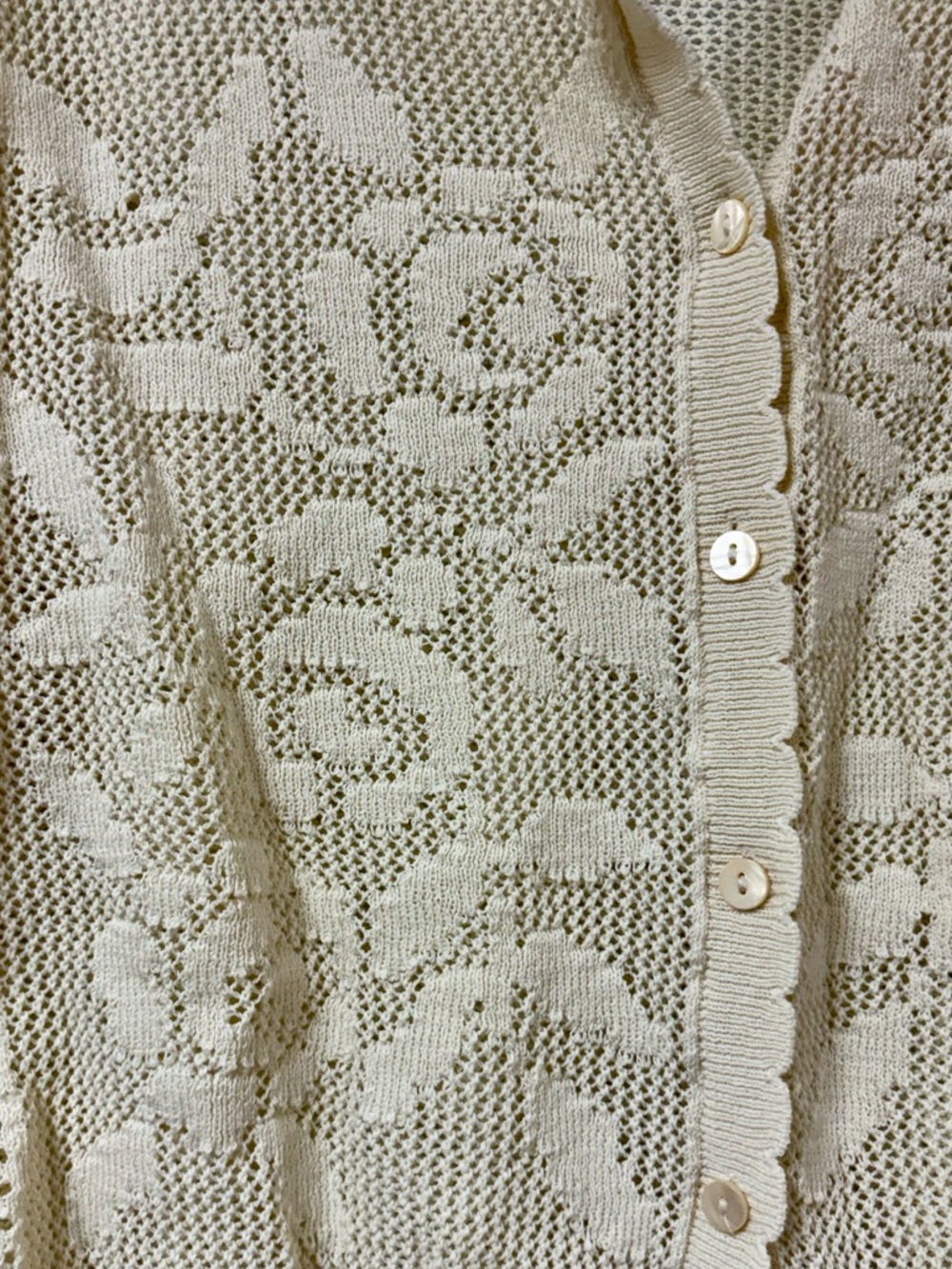 Zara Cream Floral Knit Cardigan with Waist Tie - Picture 2 of 3